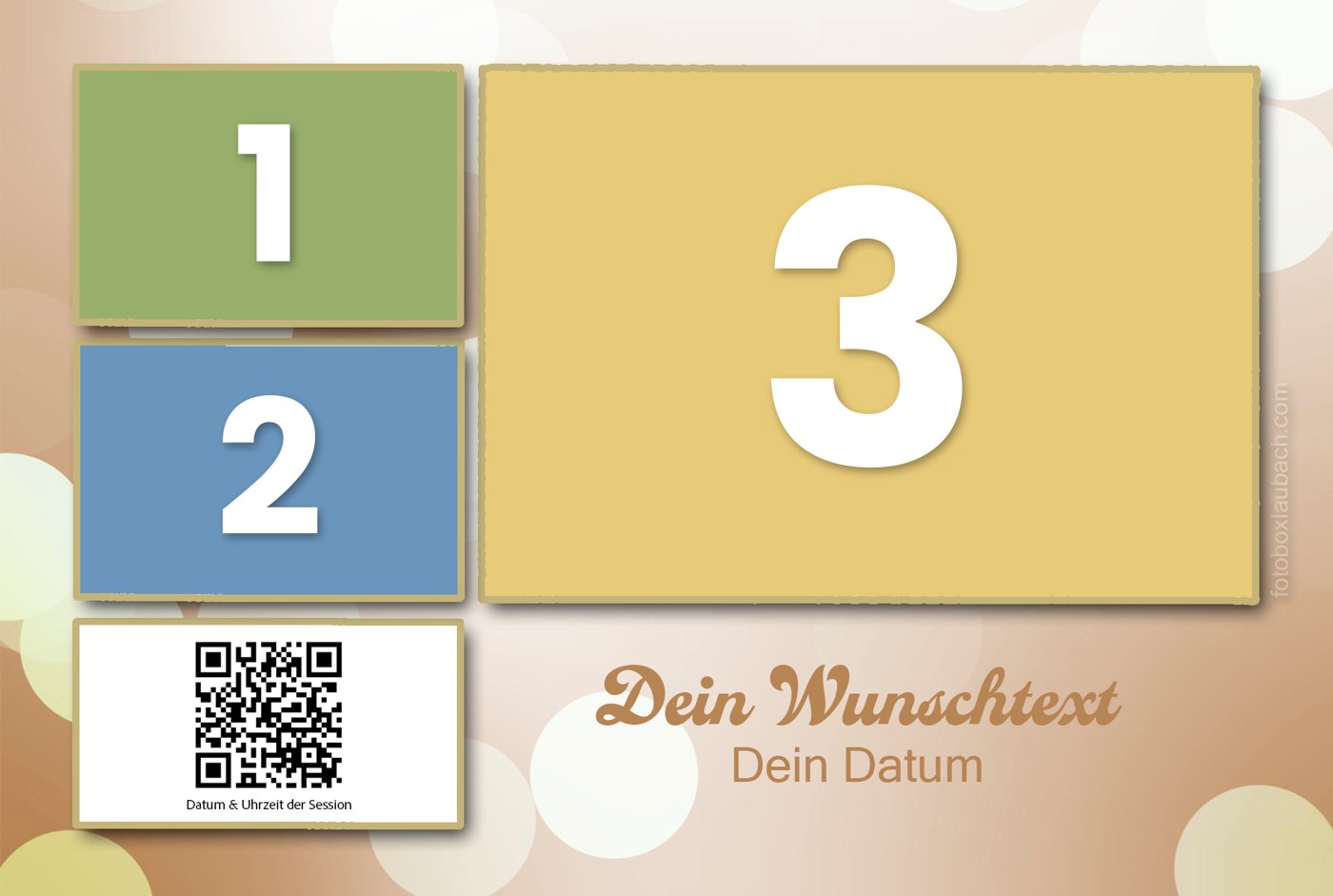 Muster-Layout 3-Bilder-Collage mit QR-Code – Fotobox Laubach