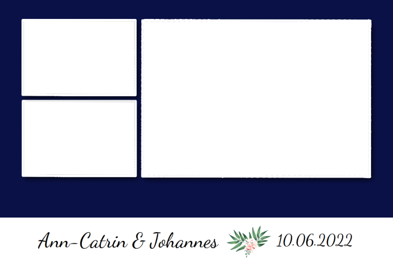 Kundenlayout 15 Heller blauer Hintergrund mit weißen Rahmen und Text für eine Einladung oder Ansage.