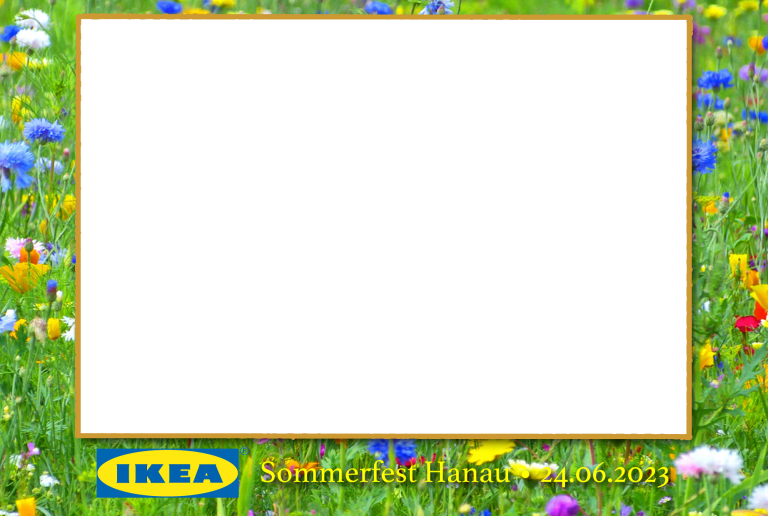 Kundenlayout 17 Bunter Frühlingshintergrund mit blühenden Blumen und einem weißen Rahmen.